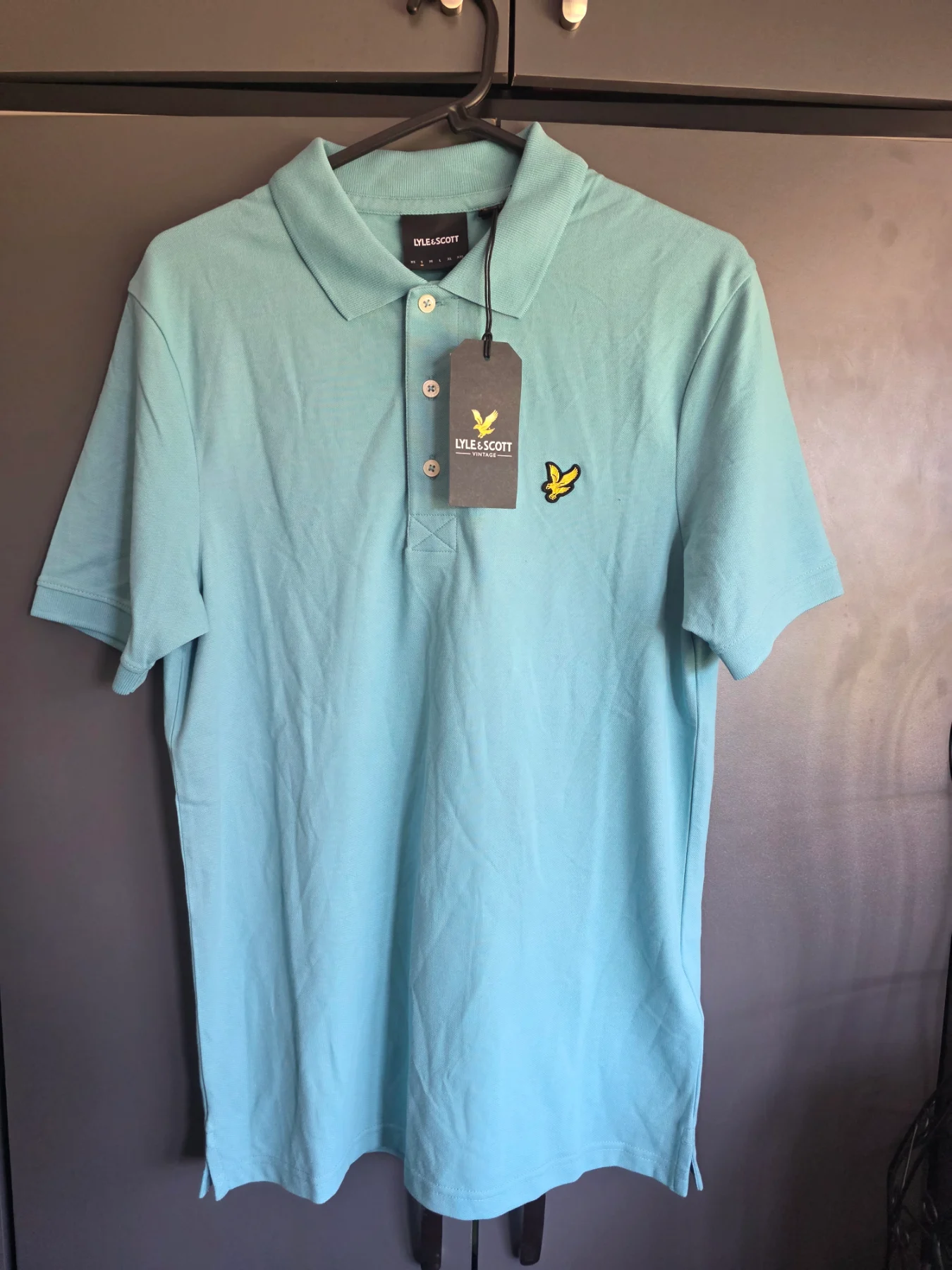NWT Lyle & Scott Vintage Plain Polo Shirt Alpine Sky Blue Size S