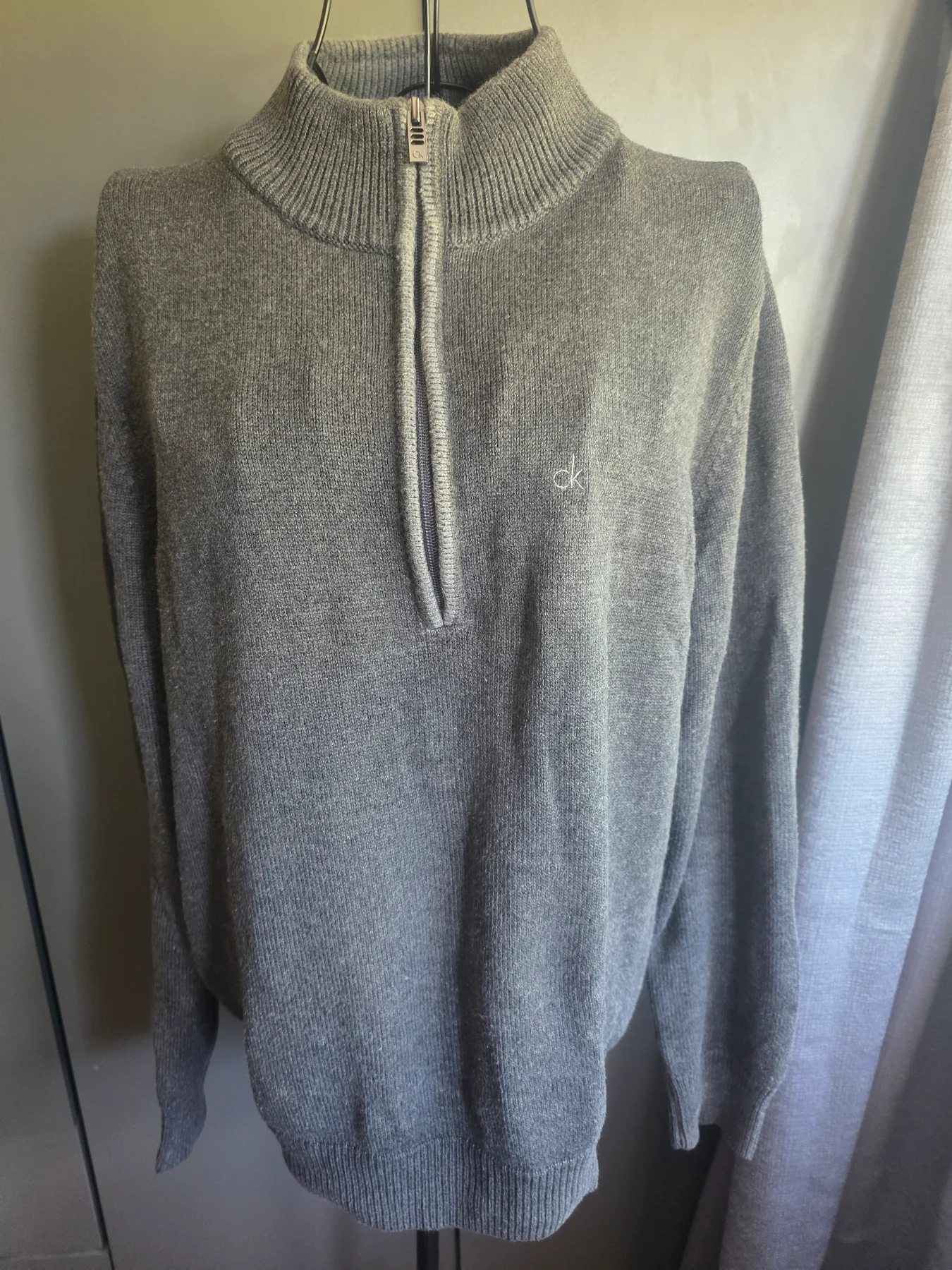 Calvin Klein Golf Grey 1/4 Zip Jumper Sweater Size S Cotton Blend Excellent Condition