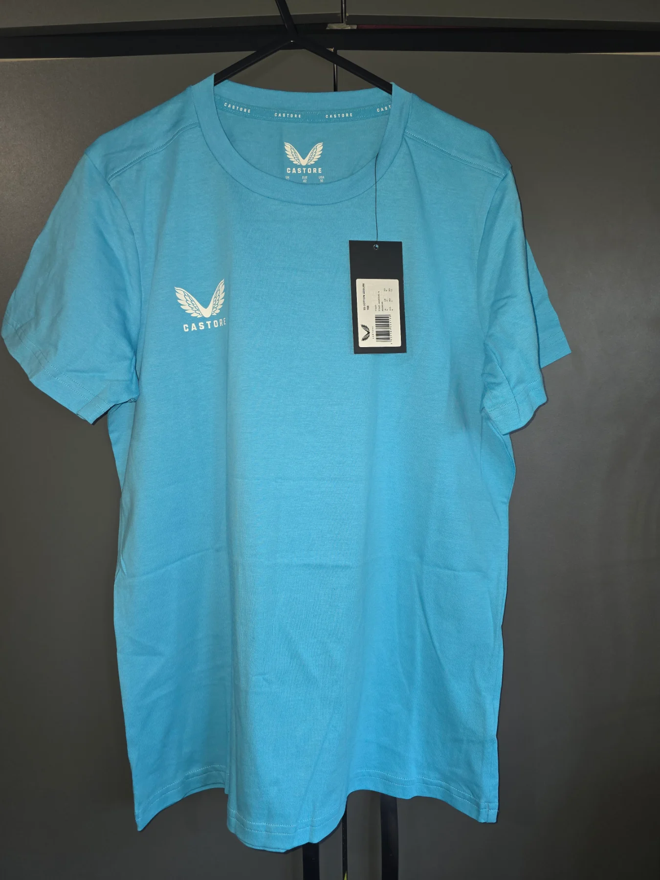 NWT Castore SS Cotton Leisure Tee Aqua Blue Women's UK 14