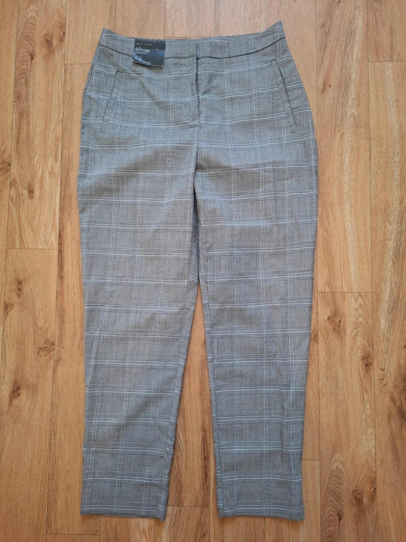 New Look Grey Chequered Trousers -Size 10