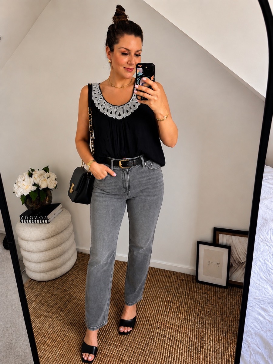 F&F Faded Grey Straight Leg Jeans | UK 12 Long | Very Good Condition Like New