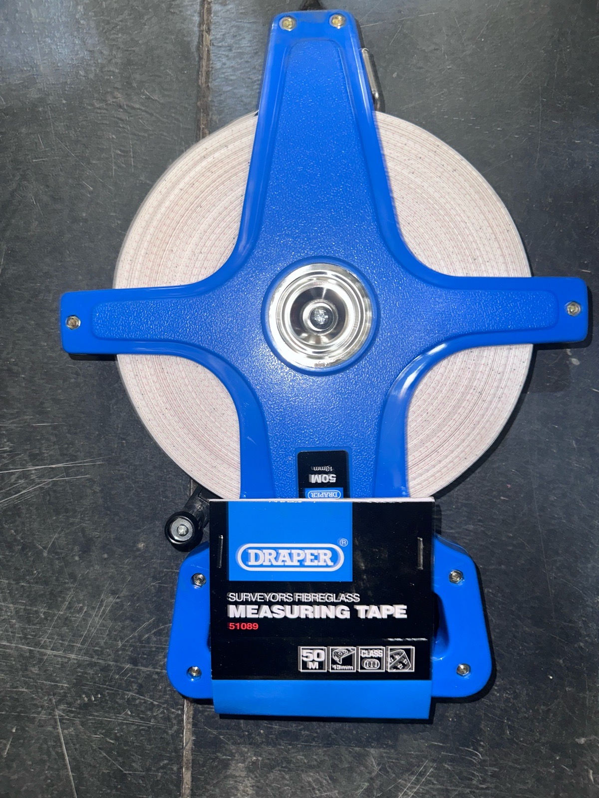 Draper 50m Surveyors Fibreglass Measuring Tape 51089 Blue