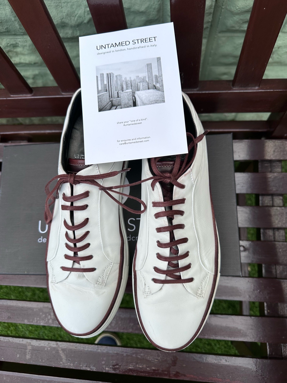 Untamed Street Soho Edge White Chestnut Welted Sneakers EU42 Italy