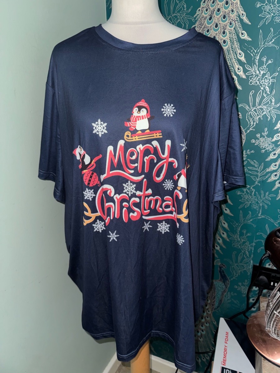 Plus size novelty Christmas top dark blue size 5 XL