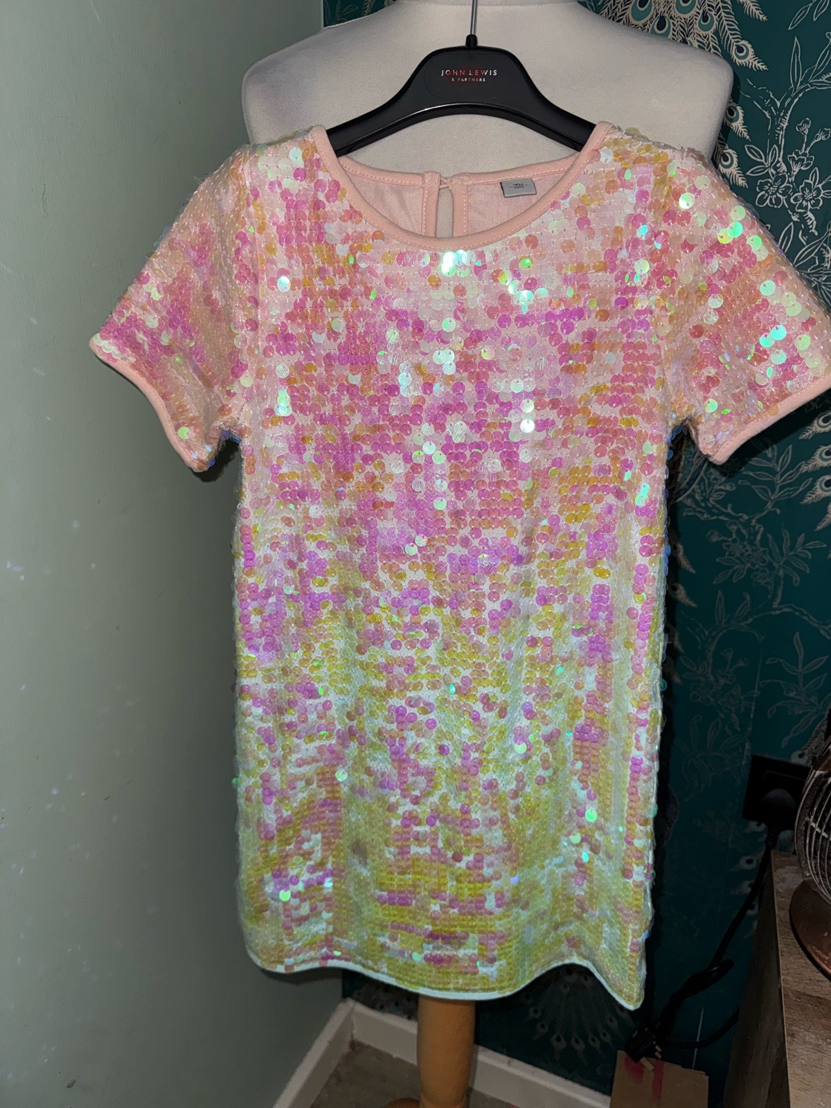 Tu Kids Sequin Ombre Party Dress (7 Years / 122cm) – Pink, Yellow & Iridescent