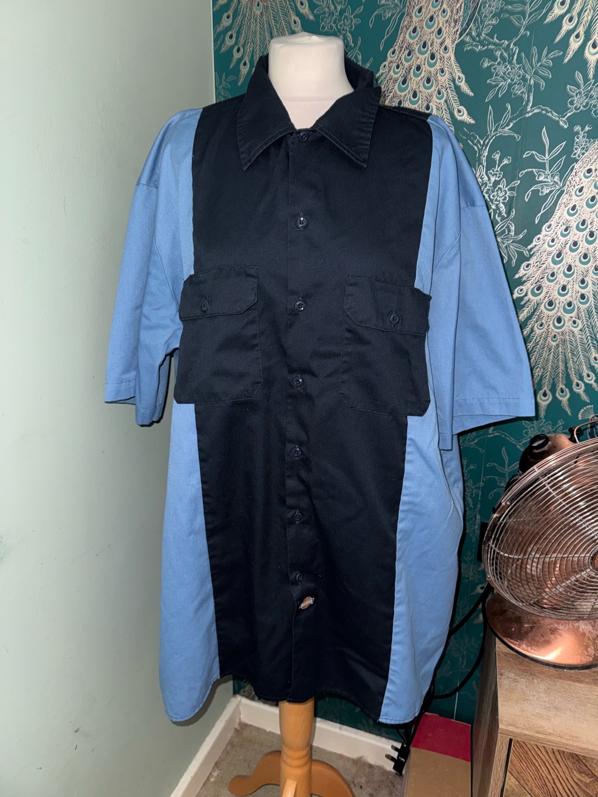 Dickies Two-Tone Block Short Sleeve Work Shirt - Blue / Navy Black