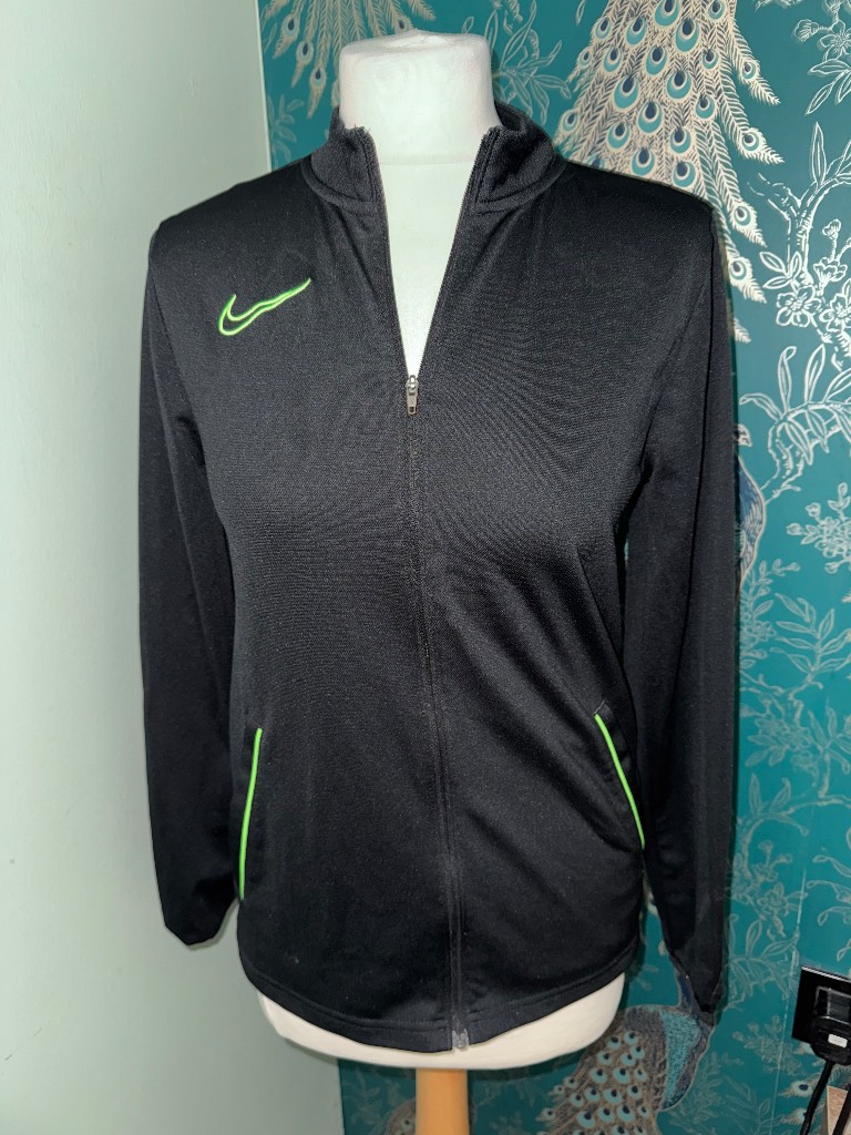 Nike Dri-FIT Football Track Jacket Black / Neon Lime Green Kids XL Age 15 yrs