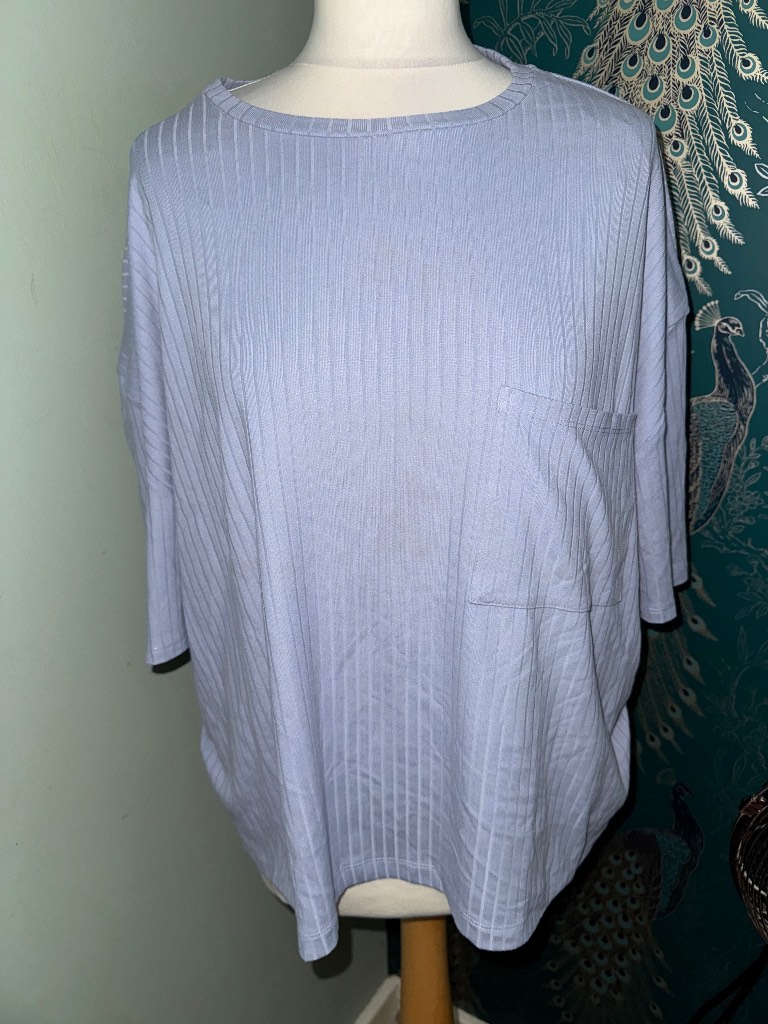 Matalan short sleeve pyjama top light blue size uk 16-18 (L)