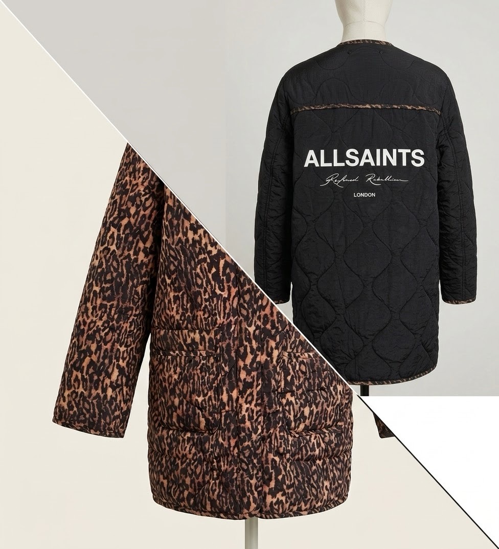 ALLSAINTS Phyllis Leppo Reversible Quilted Coat - New Without Tags Size uk 12