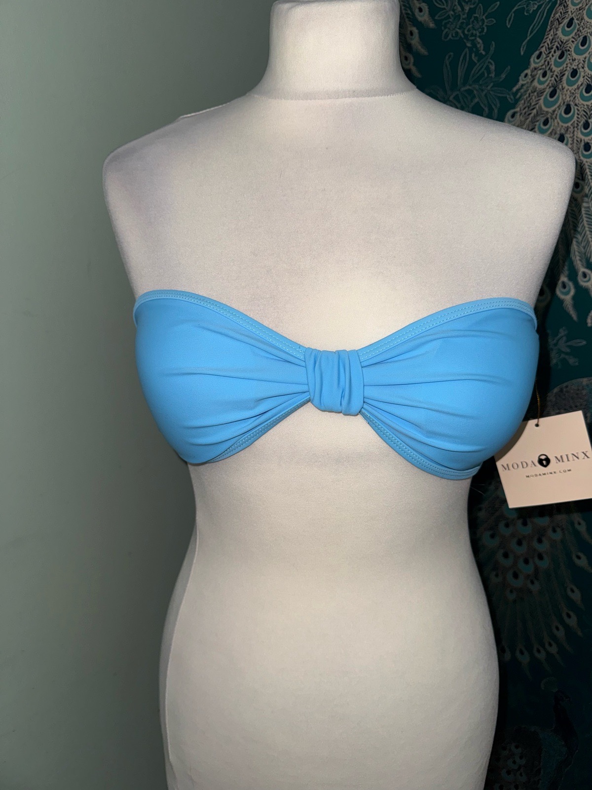 Moda Minx Amour Bandeau Bikini Top in Powder Blue – Size S (UK 8) – NWT