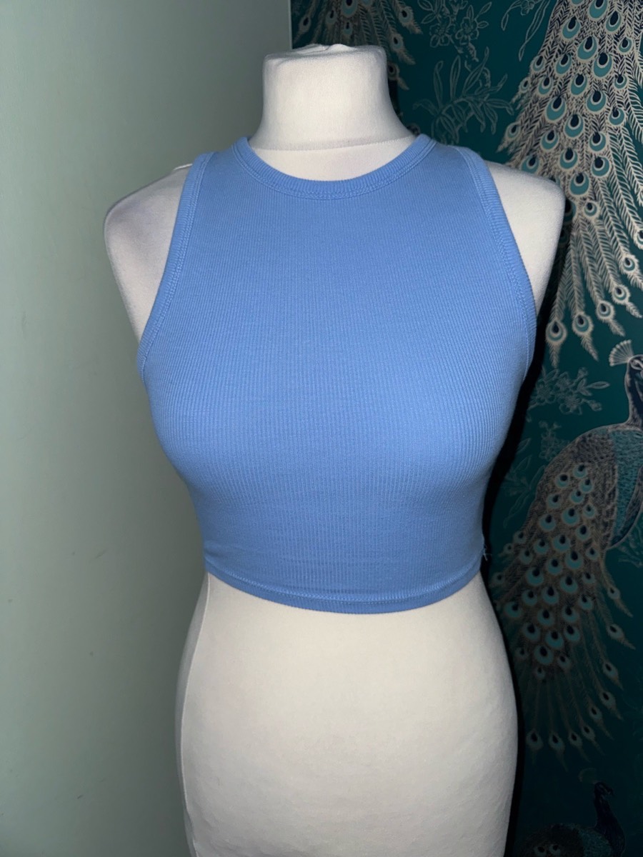 Zara blue sleeveless ribbed crop top size small