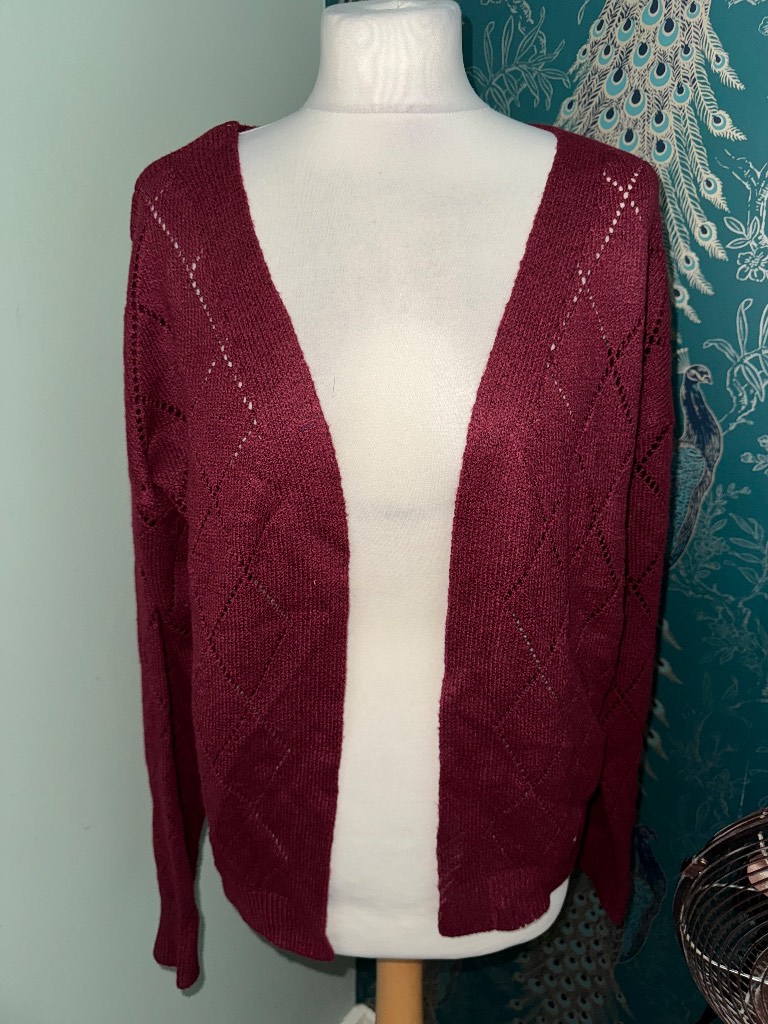 Shein burgundy knit cardigan size medium