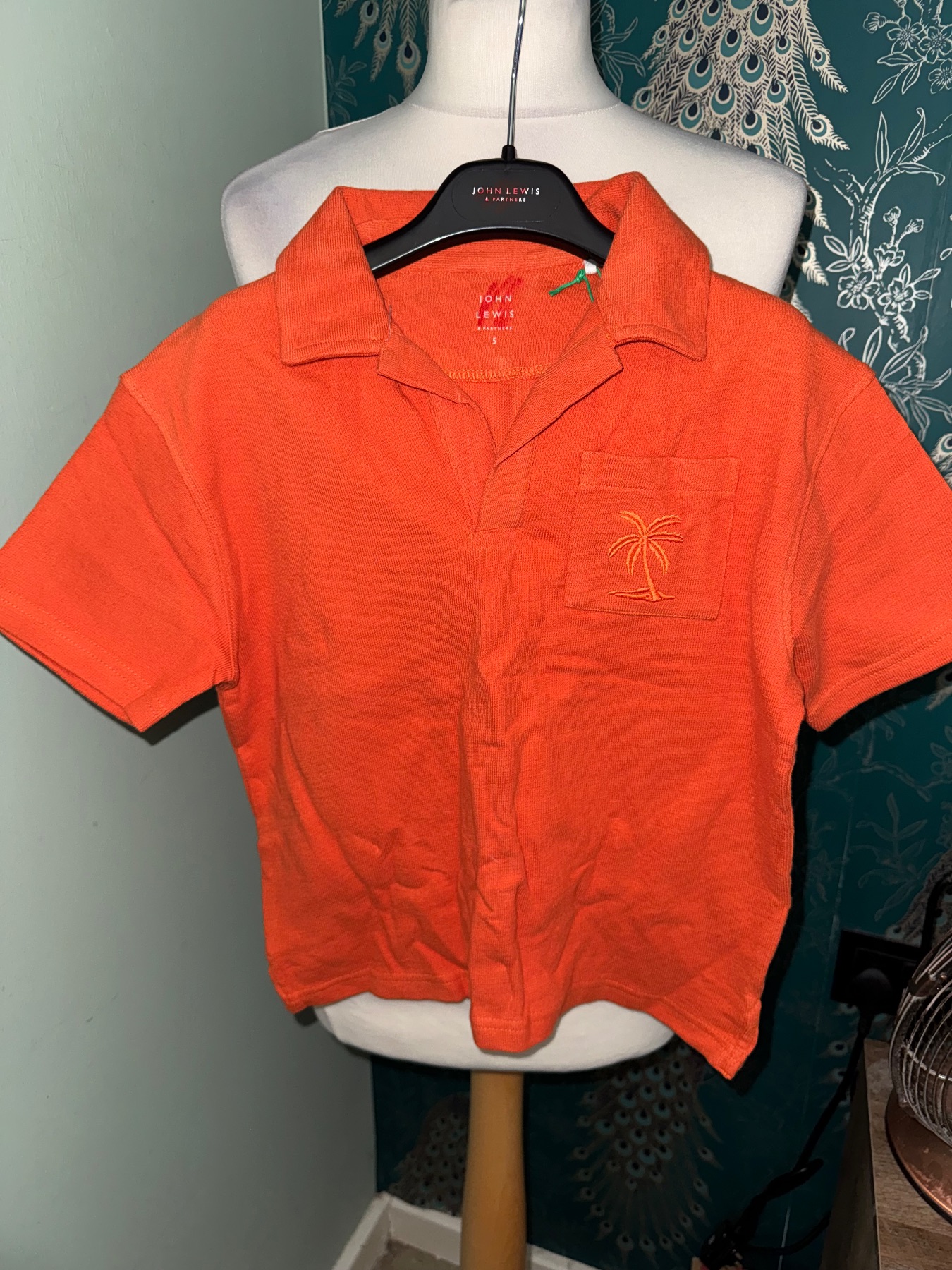 BNWT John Lewis Boys Orange Palm Tree Embroidered Polo Shirt Age 5