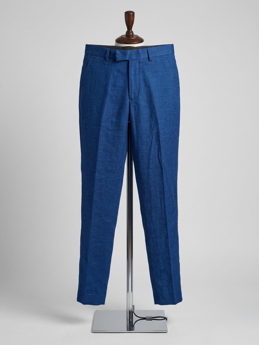 Moss Bros Men's Blue Textured Suit Trousers - Size 28R (Waist 28")