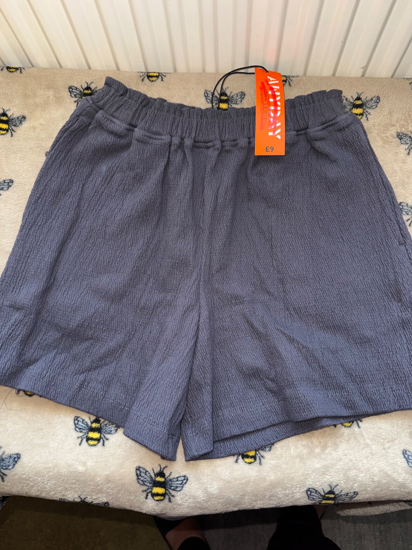 ANYDAY John Lewis Kids Dark Grey Crinkle Shorts - Age 7 - Brand New With Tags