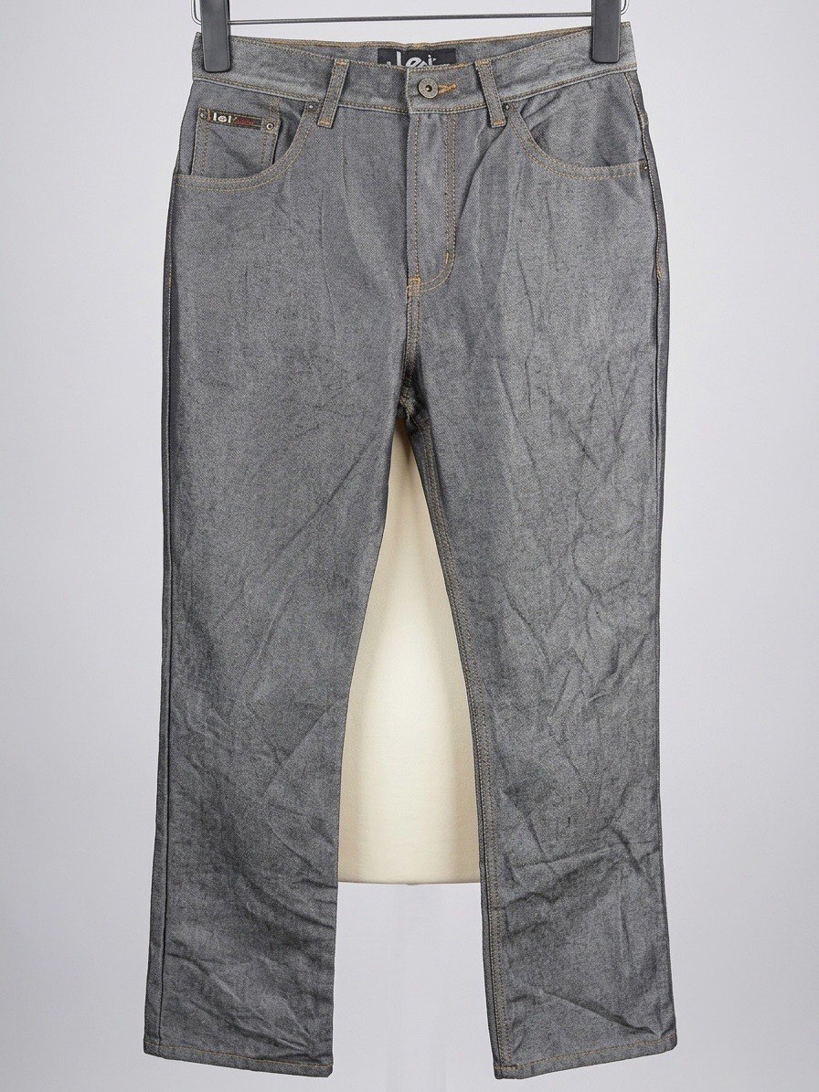 ⁠Vintage L.E.I. Raw Grey Denim Jeans | Straight Leg Y2K W28 L33⁠