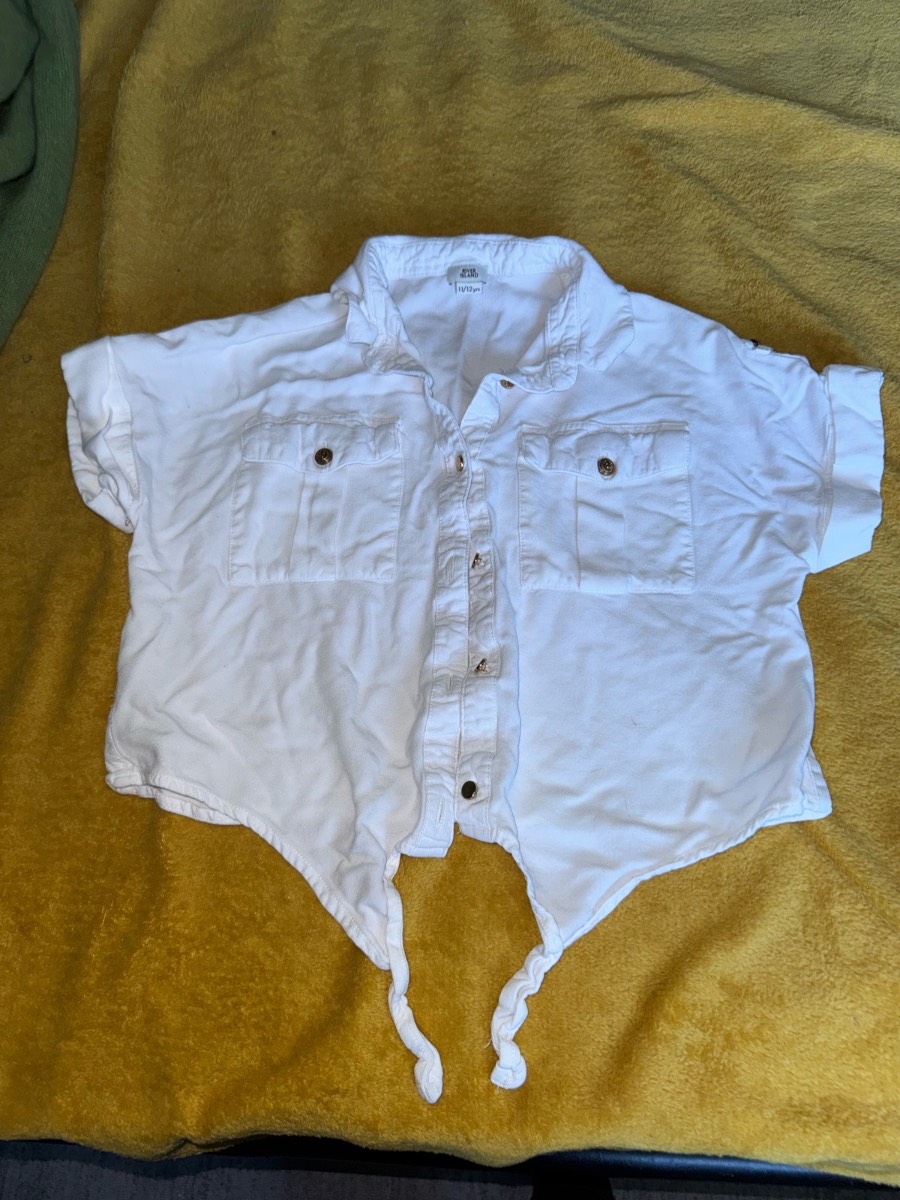 River island girls white short sleeve tie front blouse age 11-12 yrs