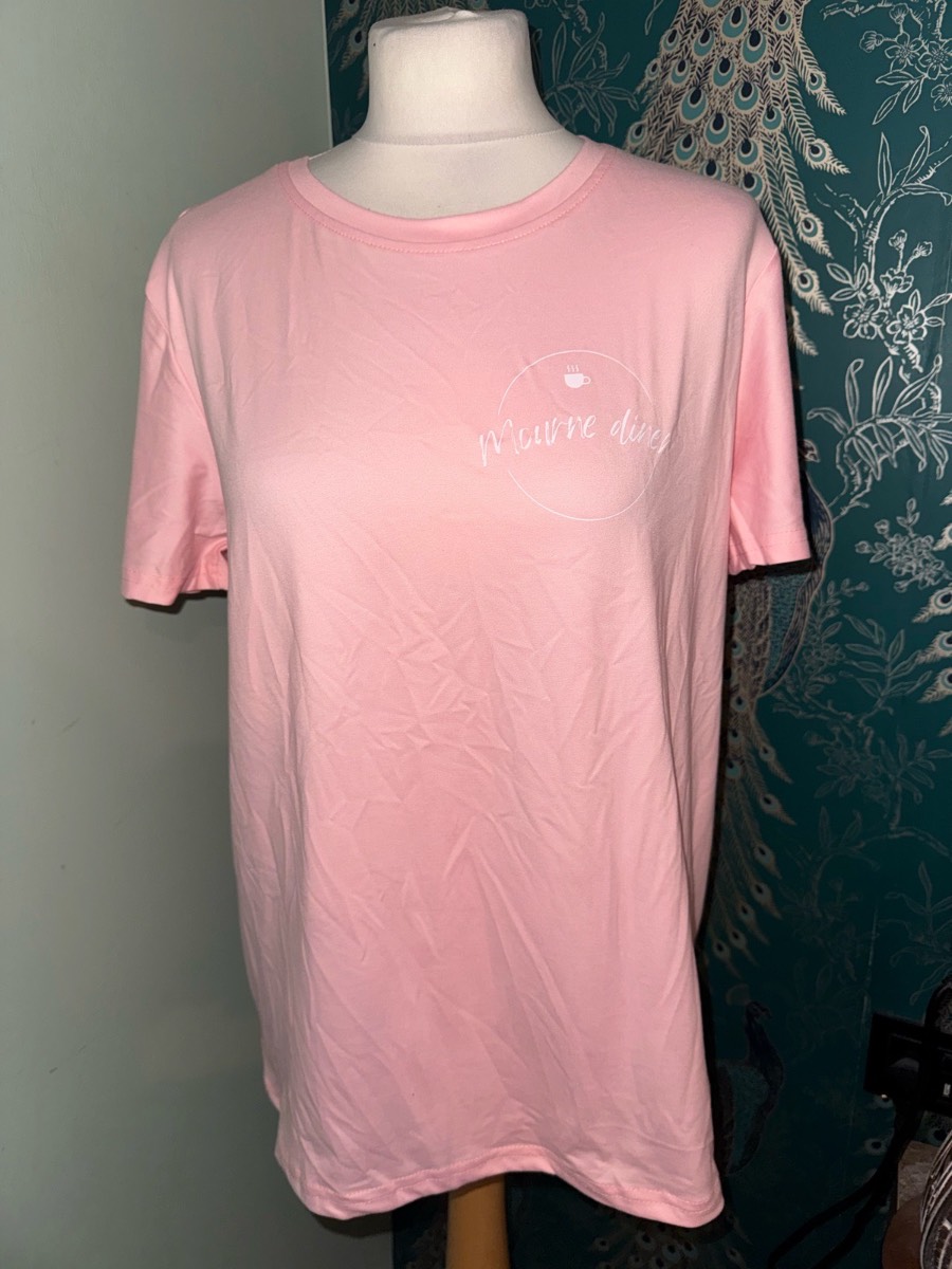Coffee morning short sleeve top baby pink size medium