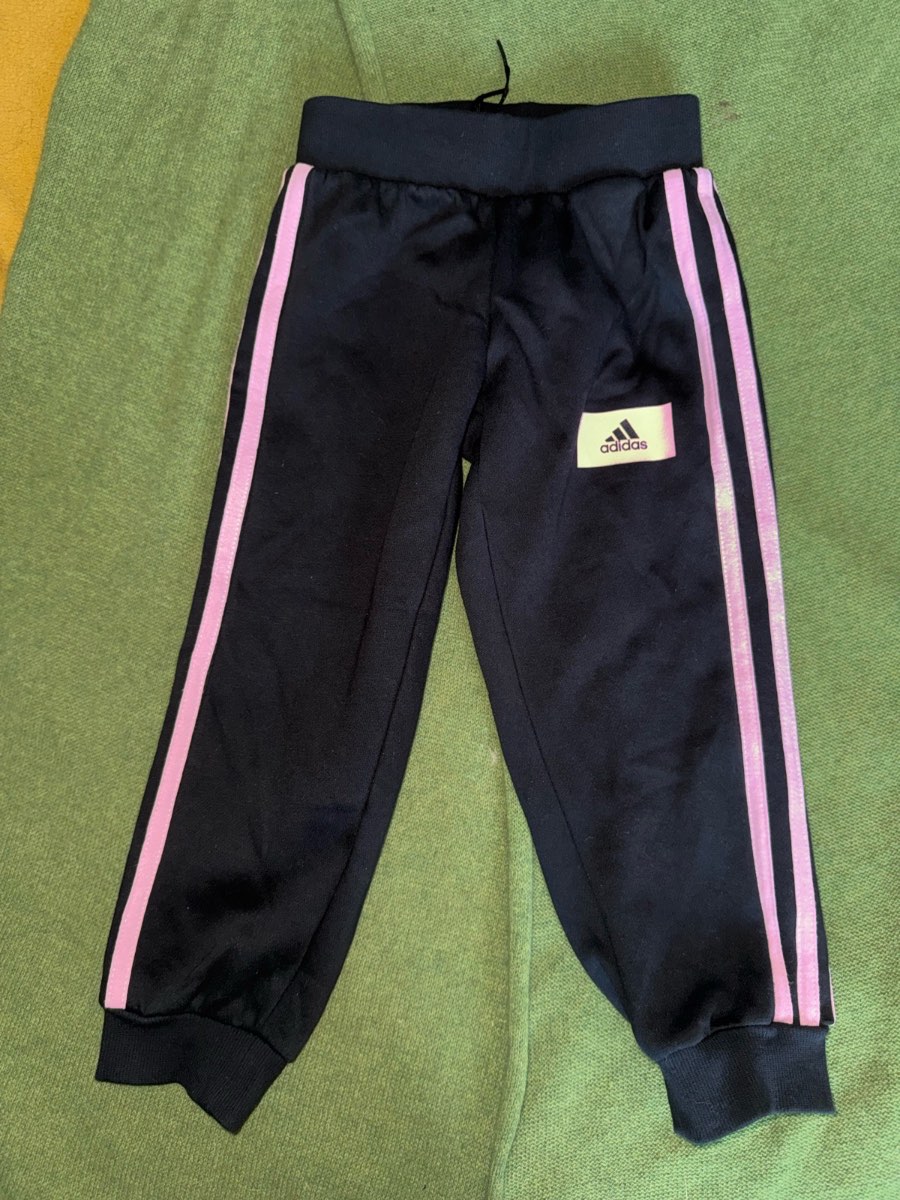 Adidas girls black/pink joggers age 4-4 yrs