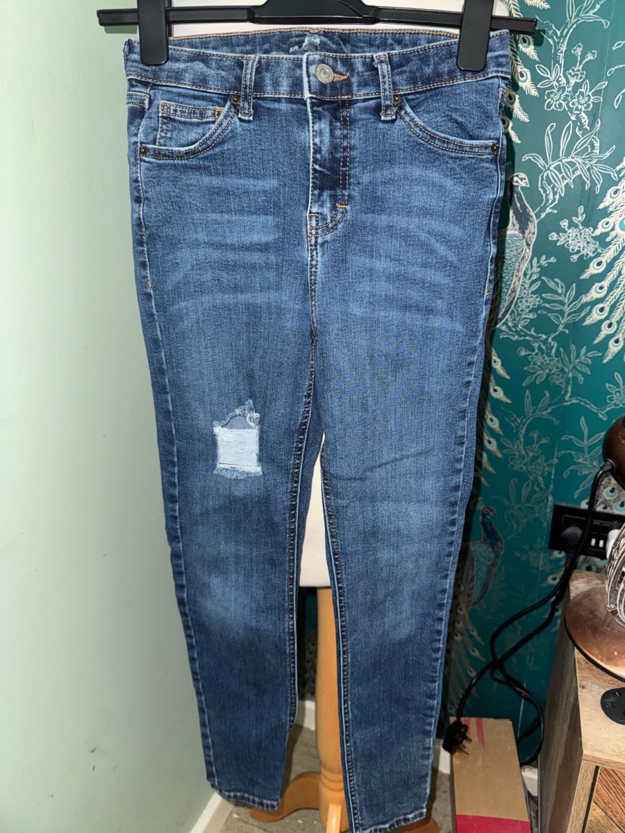 Topshop moto stretch skinny jeans blue size uk 8