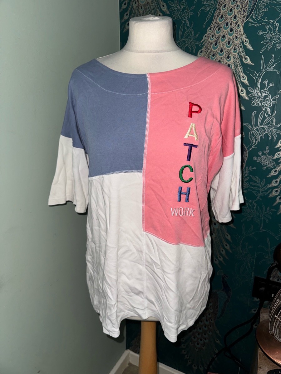 Vintage Patchwork Clothing by Gem Top - Oversized Colourblock T-Shirt (Made in England)