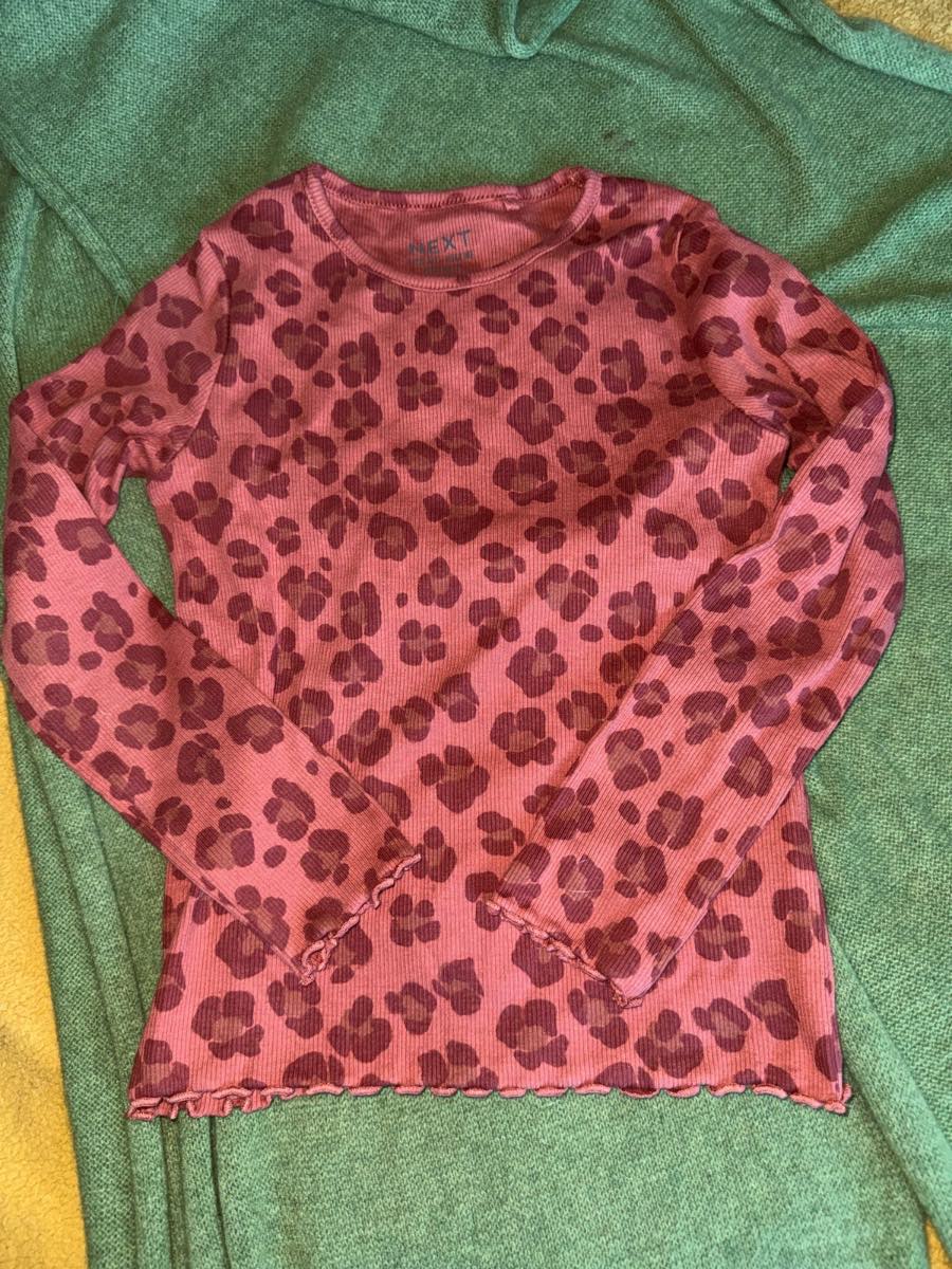 Next girls animal print long sleeve ribbed top brown age 4-5 yrs