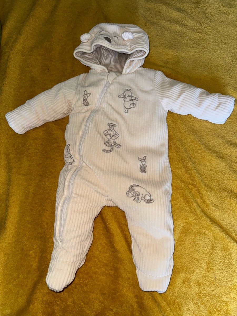 Disney winnie the pooh cream baby pram suit unisex age 3-6 months