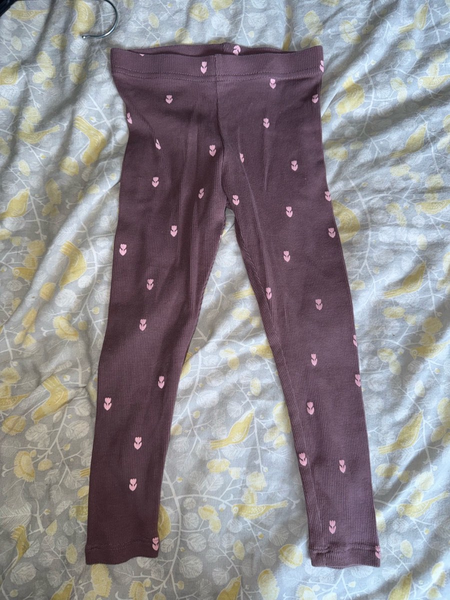George girls flower ribbed burgundy leggings age 2-3 yrs