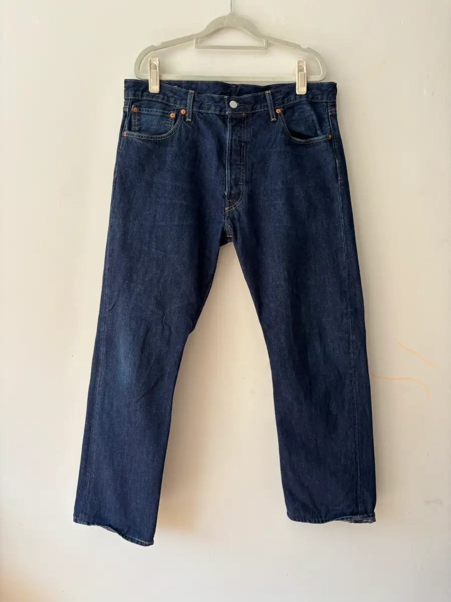 Levi's Men's 501 Dark Blue Straight Leg Jeans W36 L30 | JE361