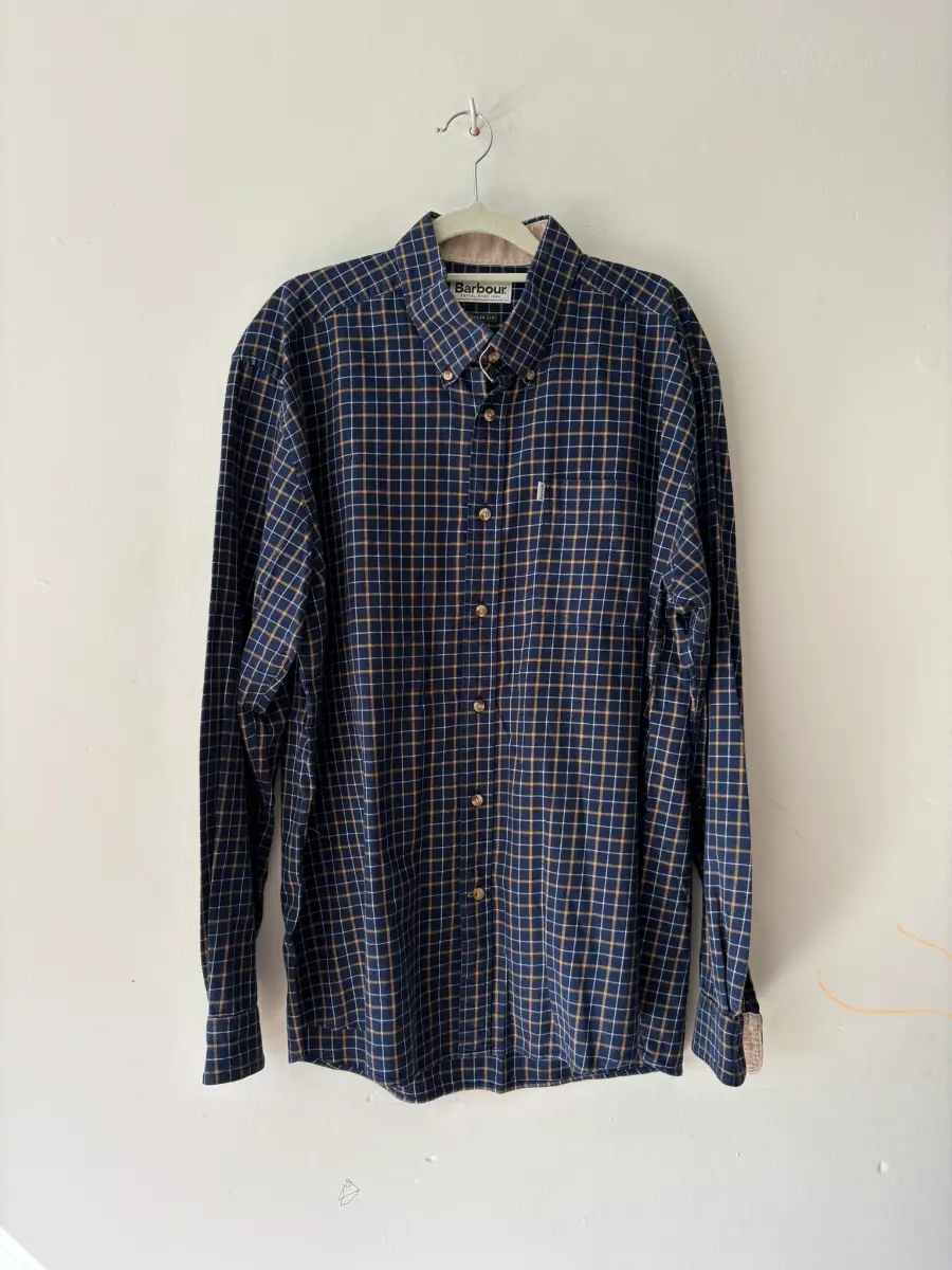 Barbour Men's Blue Checked Button Down Shirt Size XL | BA522