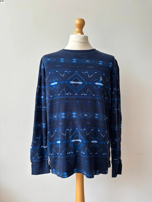Polo Ralph Lauren Men’s Blue Aztec Print Thermal Lounge Top Size XL | RL488