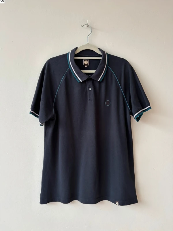 Pretty Green Men’s Navy Tipped Polo Shirt Size L | PG4