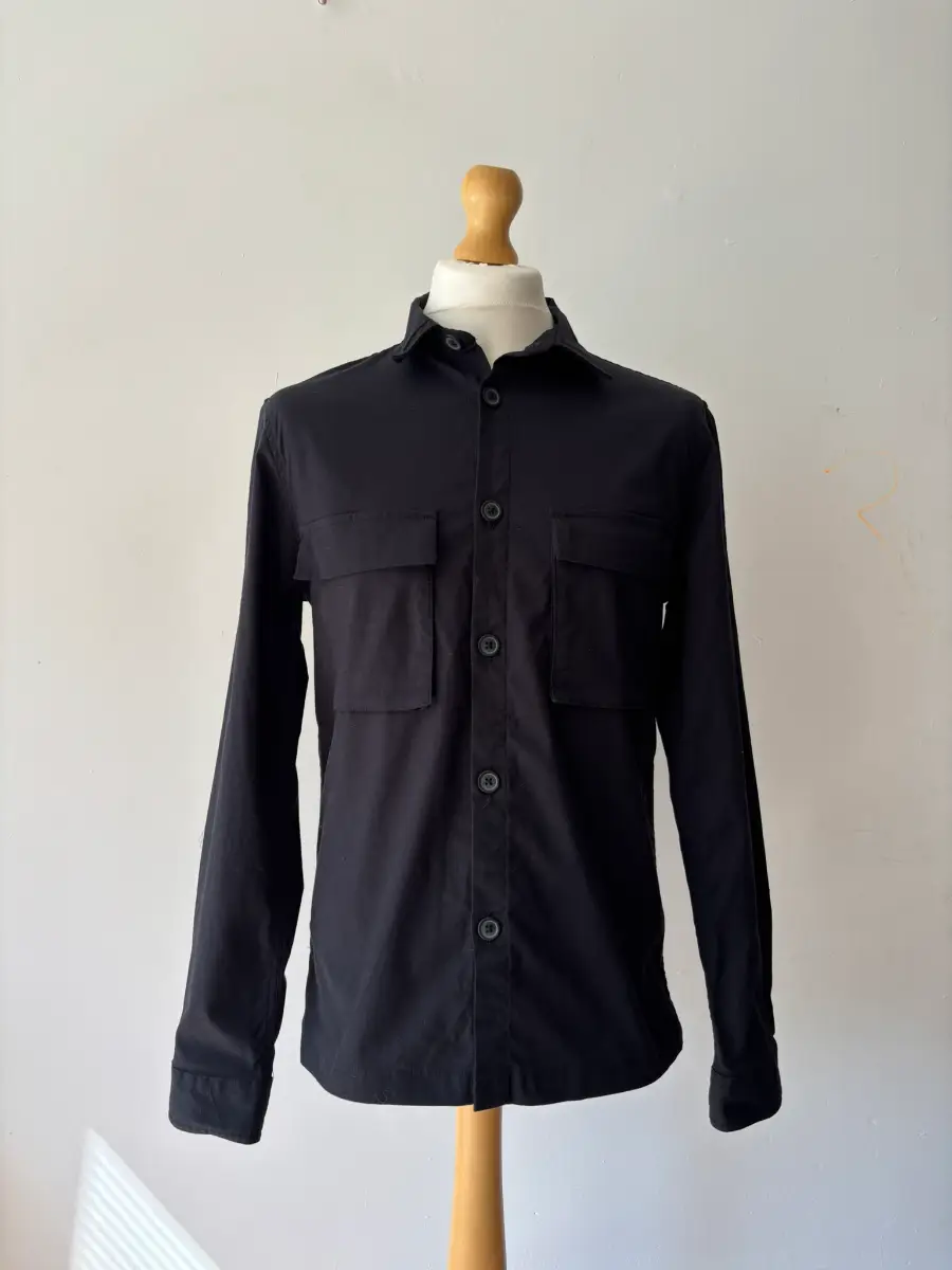 Folk Men's Black Utility Overshirt / Lightweight Chore Jacket Size 3 (Medium) FO24