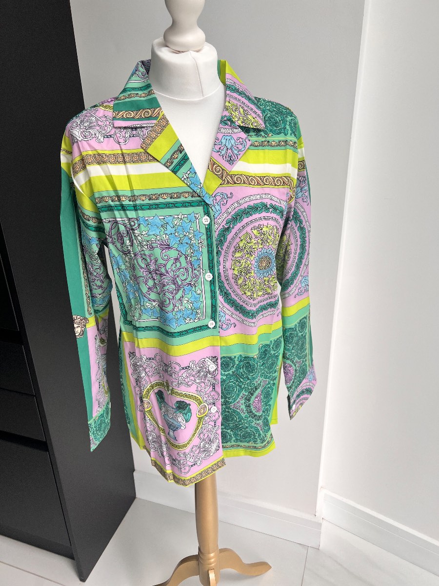 Mochy Women's Multicoloured Paisley Collared Long Sleeve Button-Up Shirt