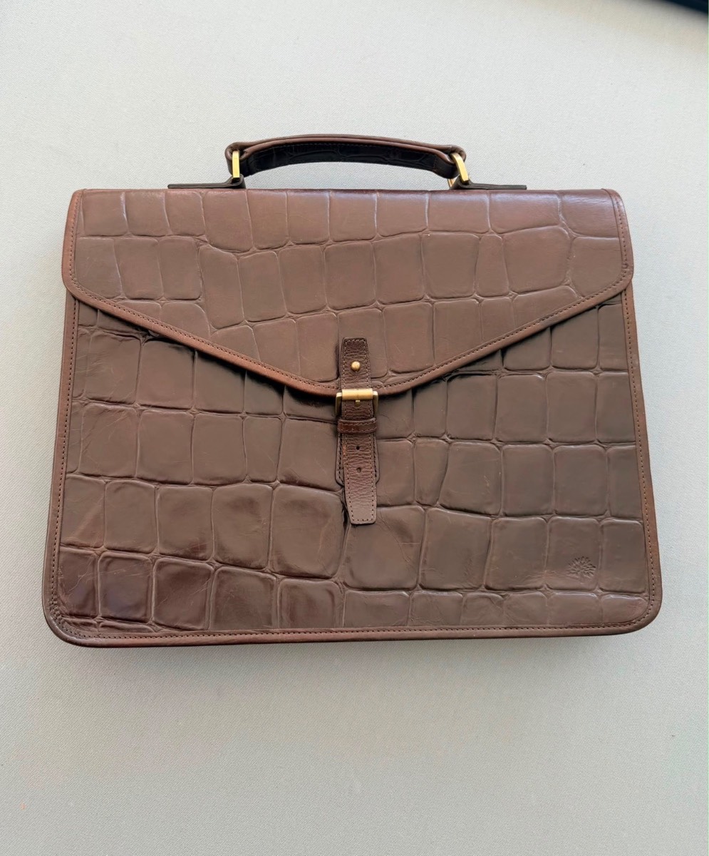 Mulberry Croc Leather Laptop Bag / Document Briefcase 🤎