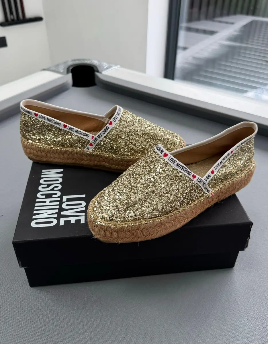 Love Moshino Gold Glitter Espadrilles - UK6 (EU39)
