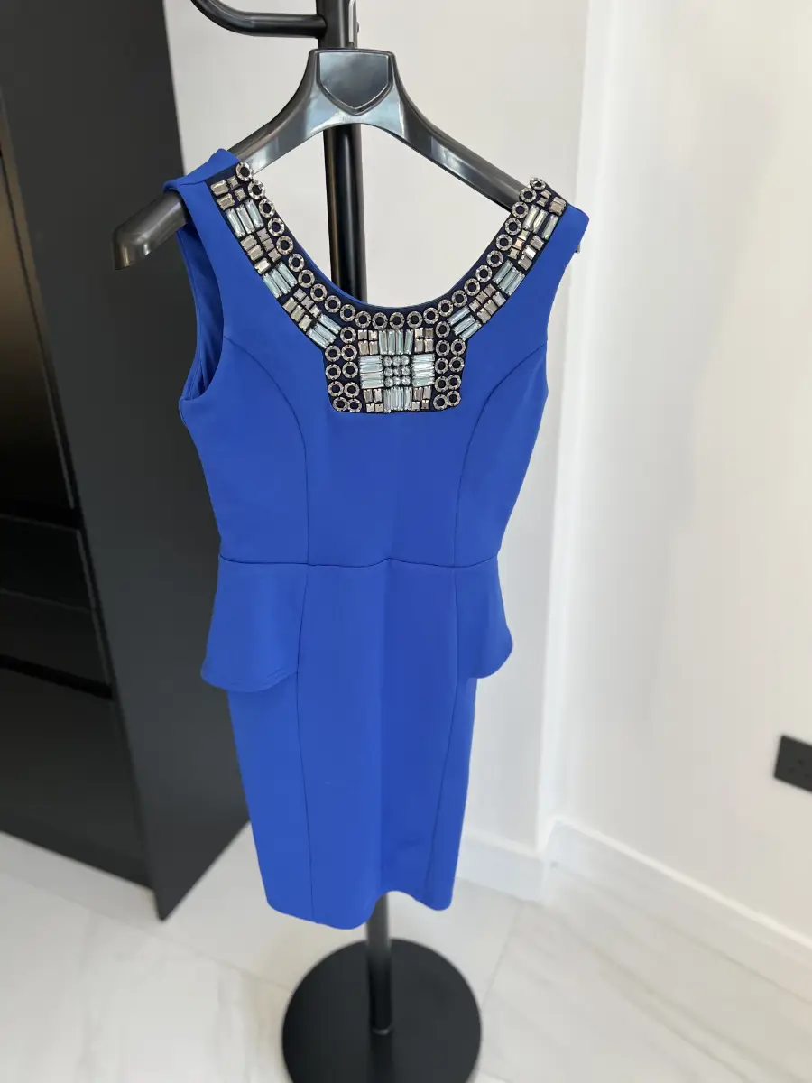 Lipsy Royal Blue Peplum Dress - Size 12