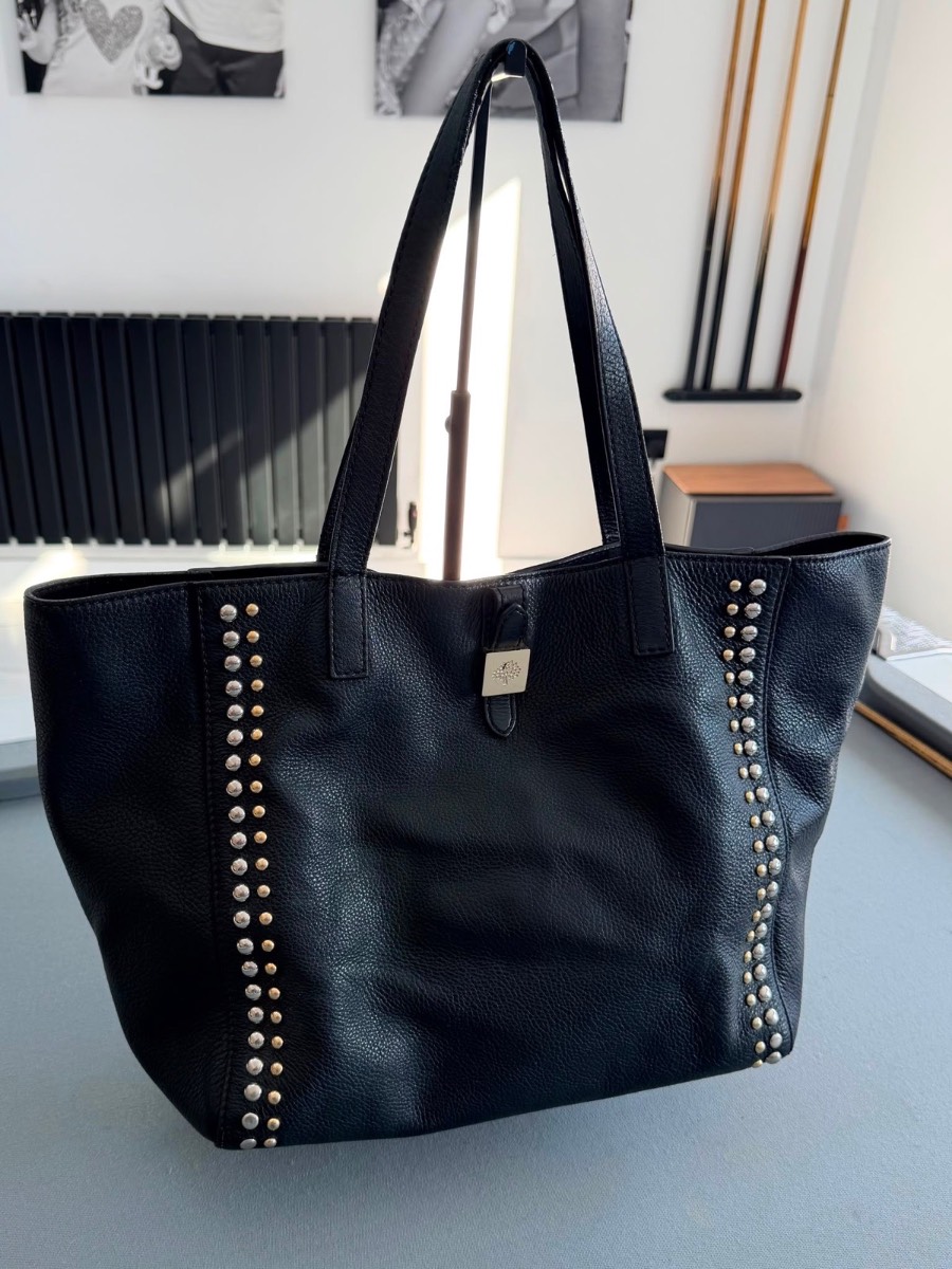 Mulberry Studded Tessie Tote Bag – Black Leather