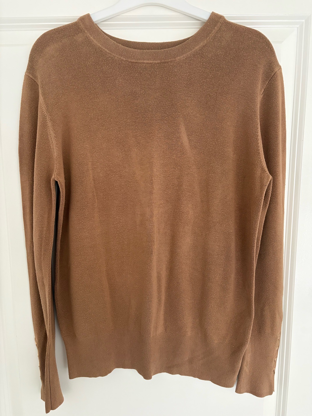 Zara Tan Crewneck Fine-Knit Jumper