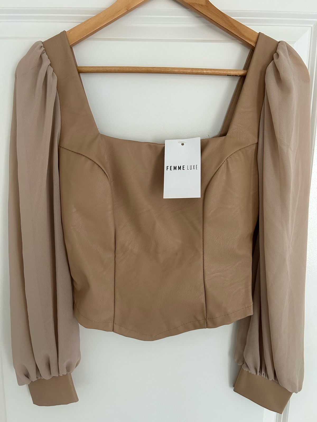 NWT size 6 Femme Luxe corset style faux leather top
