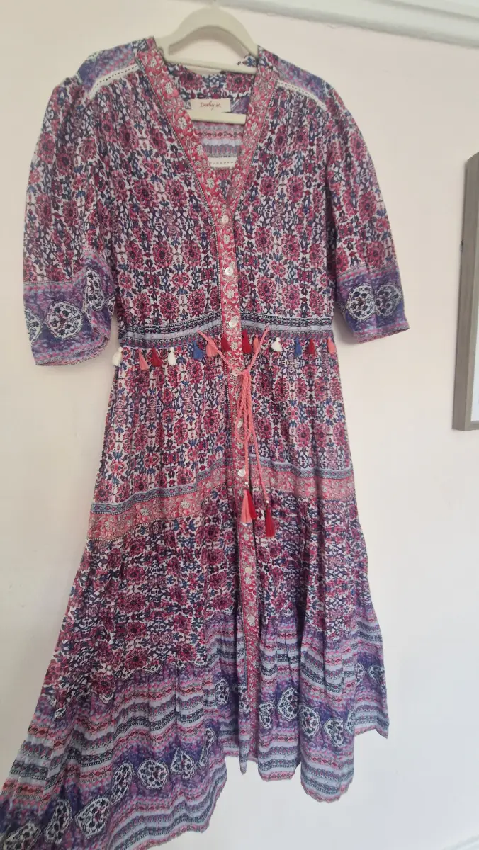 Derhy paisley printed dress prink purple size XL
