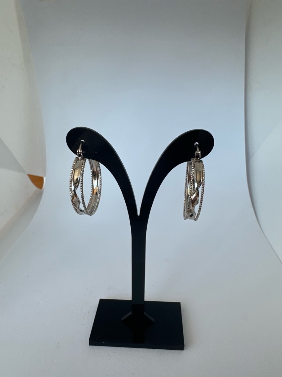 Silver tone hoops