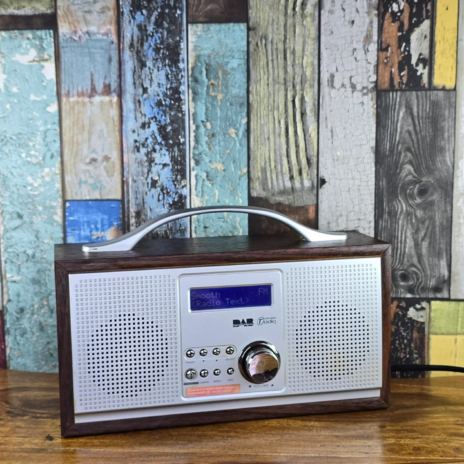Red DAB & FM Digital Radio Wood Effect Portable Mains Battery Model 583 259 C