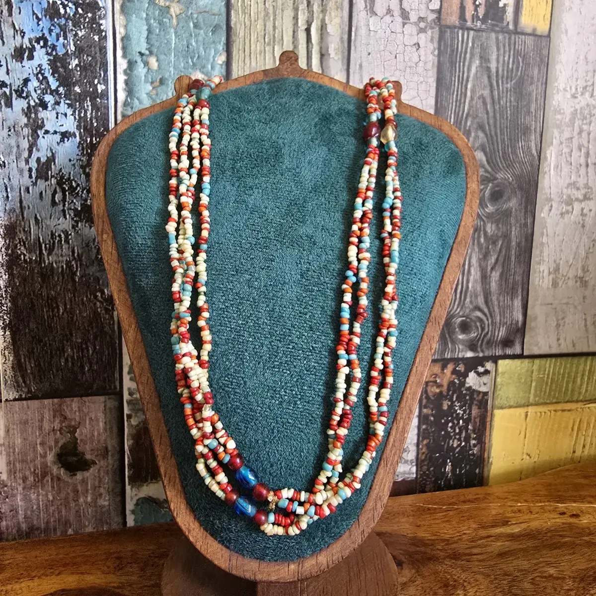 Stunning Vintage Multicoloured Colourful Beaded 46 Inch Necklace Jewellery