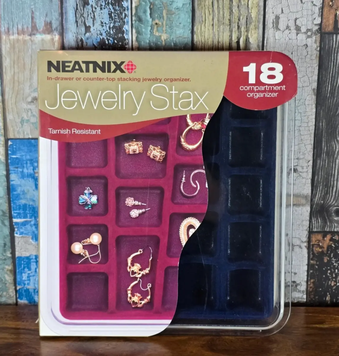 Vintage Neatnix Jewellery Stax 18 Compartment Organiser Tray Storage Box Case