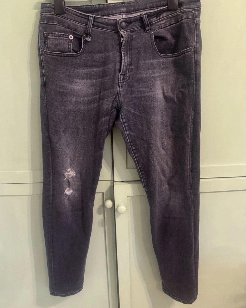 R13 Boy Skinny Grey Faded Black Jeans 31