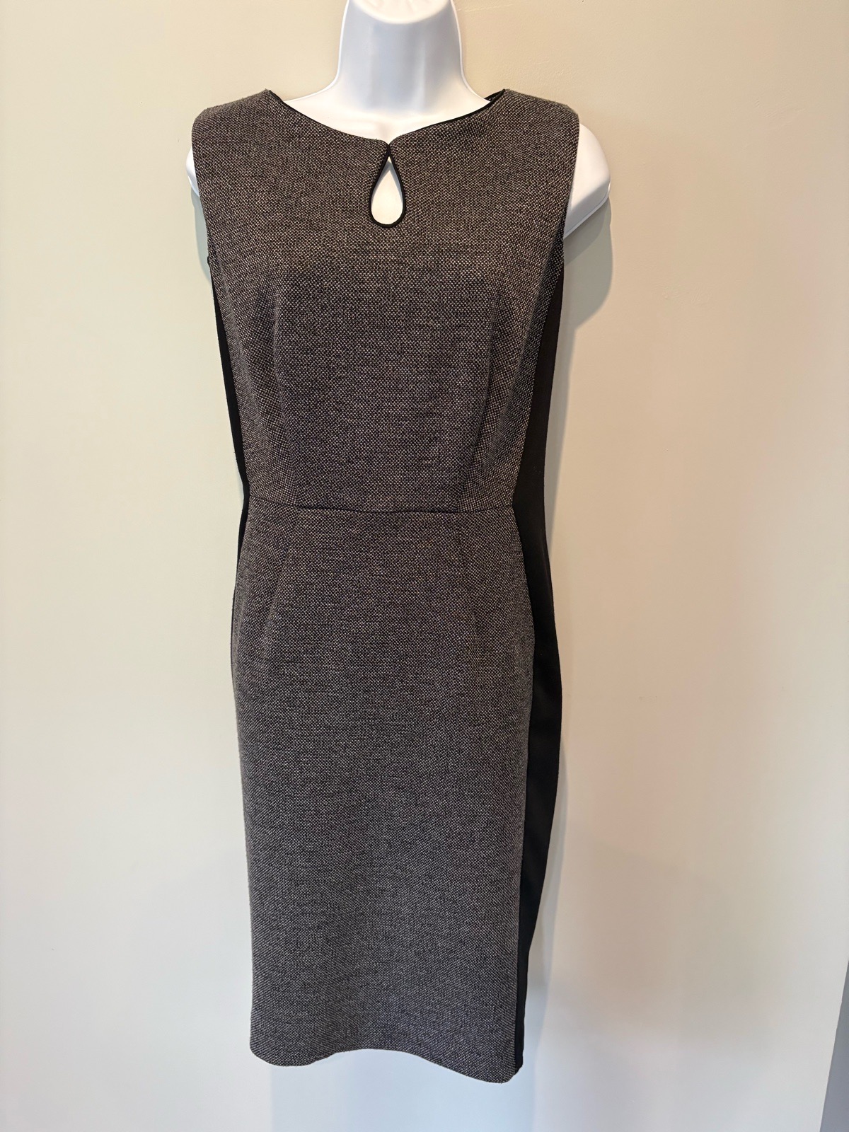 TU Sainsbury’s Grey Black Shift Dress Keyhole Neck UK 16 Workwear