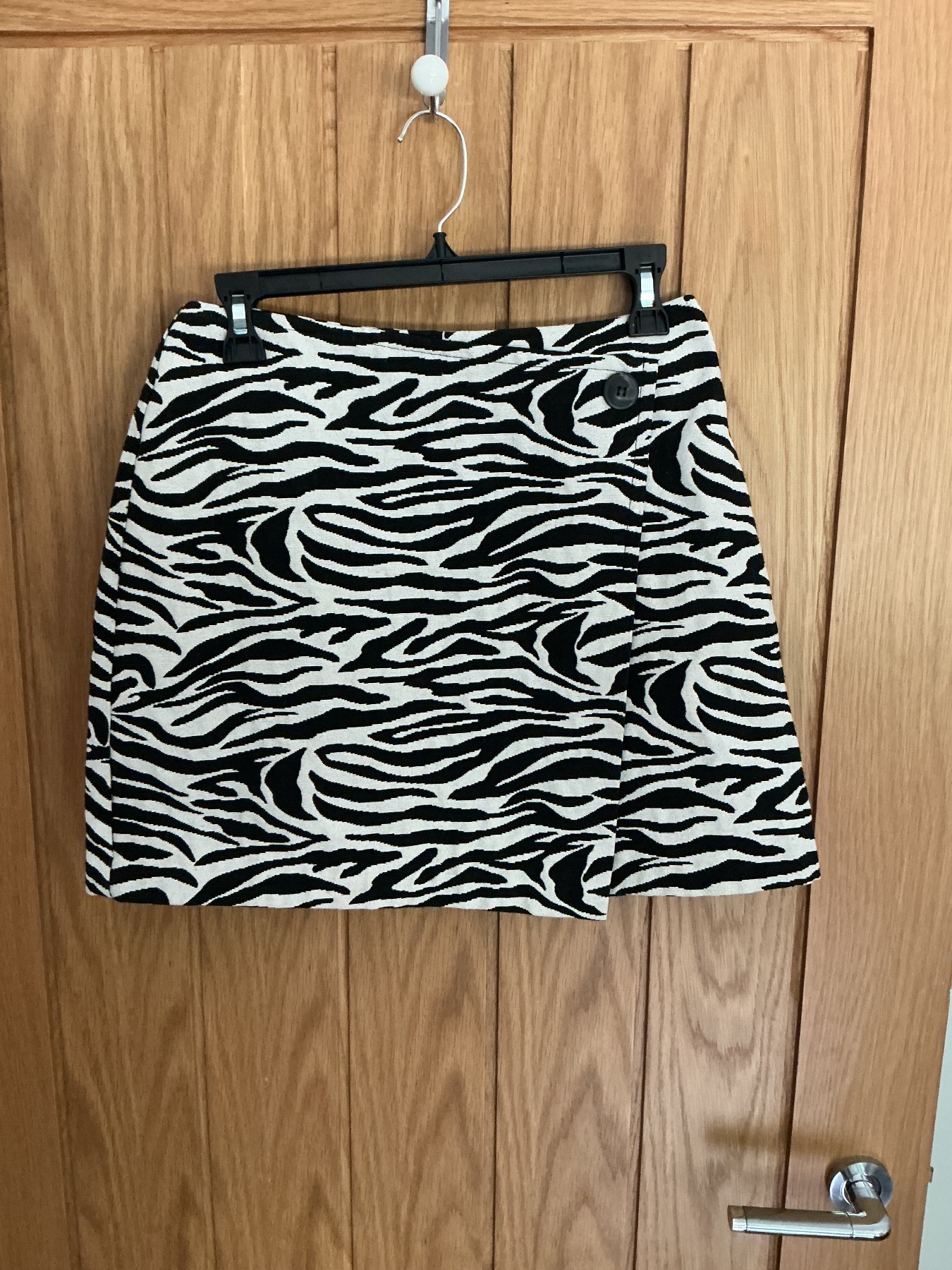 Primark Zebra Print Wrap Mini Skirt Black White Textured UK 10 EU 38