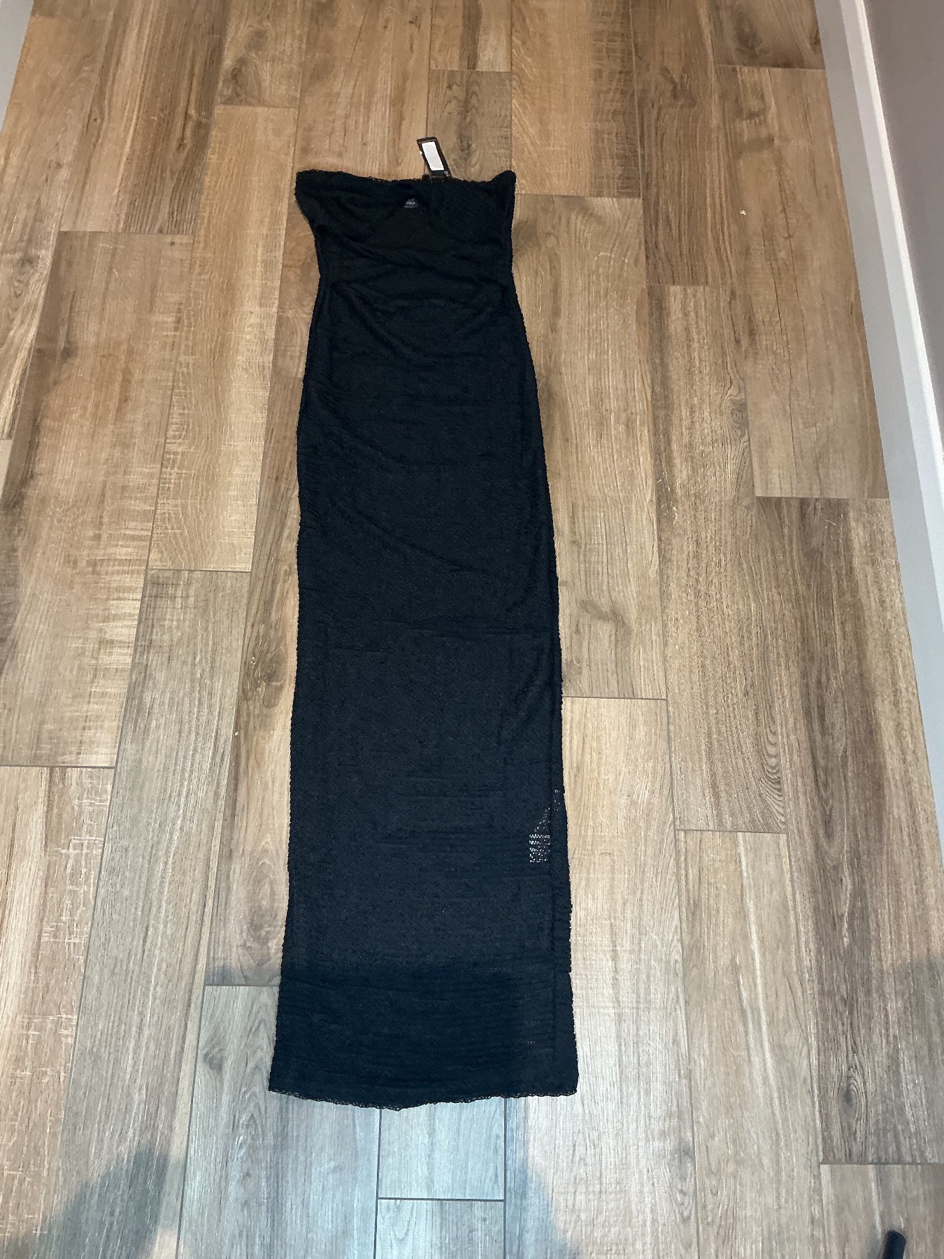 PrettyLittleThing Black Textured Lace Midi Dress UK 10 BNWT Bodycon