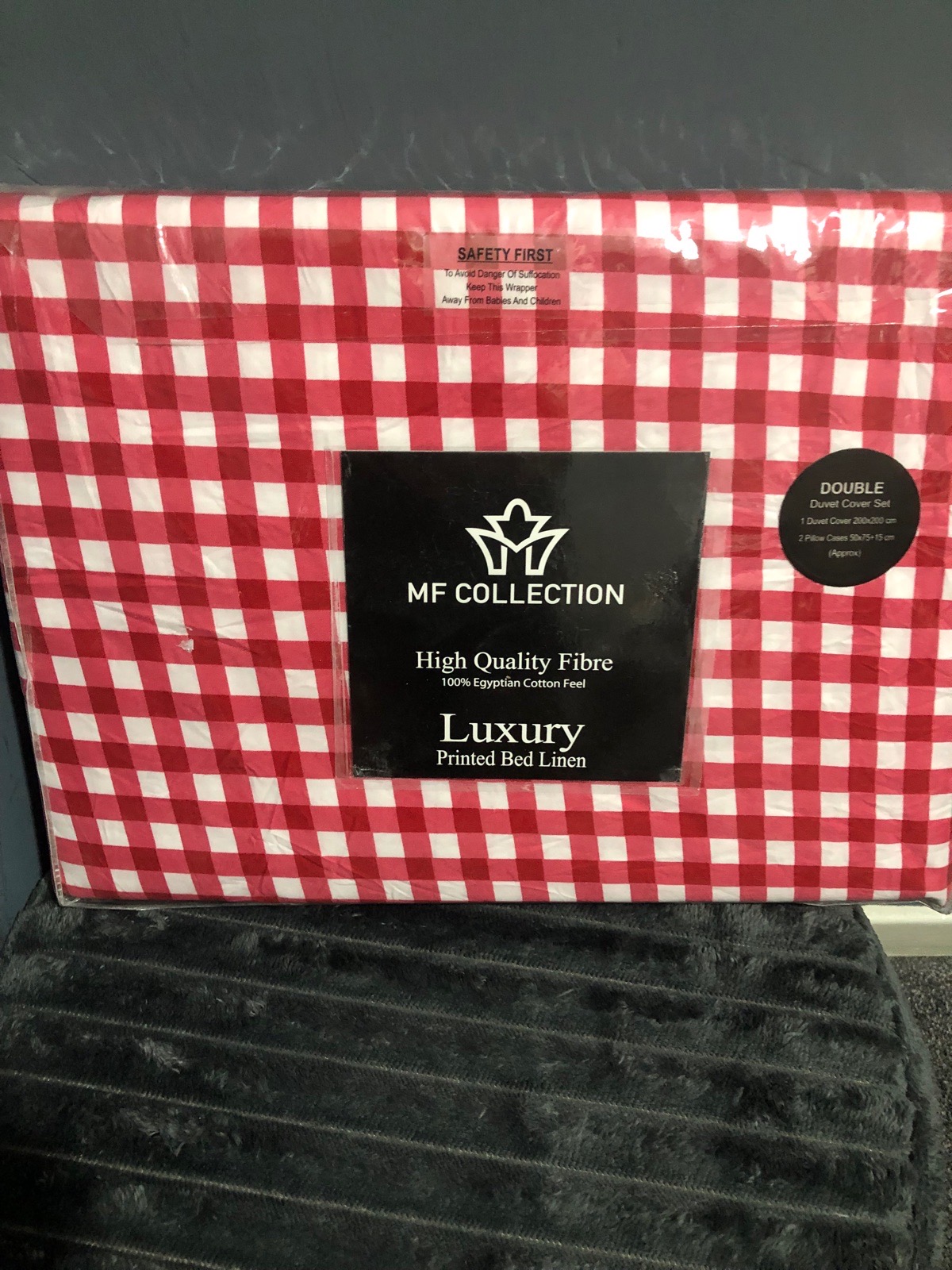 🍒Double cherry red checked duvet set 🍒